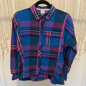 Mossimo Plaid Flannel High-Low Long Sleeve Size M